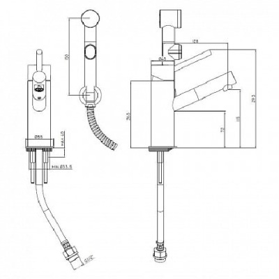 Смеситель для раковины Paffoni Birillo BI069CRD с гигиеническим душем Хром