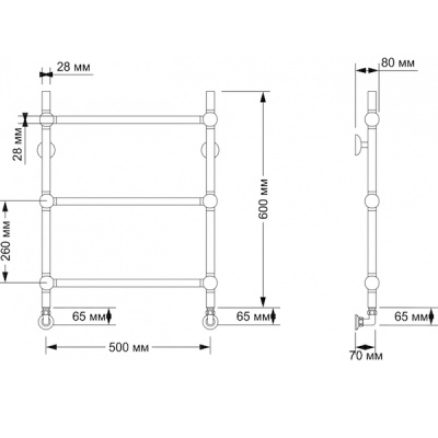 Водяной полотенцесушитель Secado Флоренция 1 50х60 Бронза