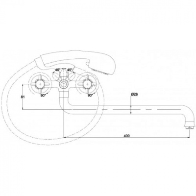 Смеситель для ванны Kaiser Cross 41055 универсальный Хром
