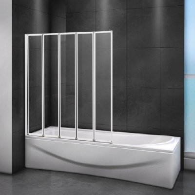 Шторка на ванну Cezares Relax V-5 120х140 профиль Белый стекло прозрачное