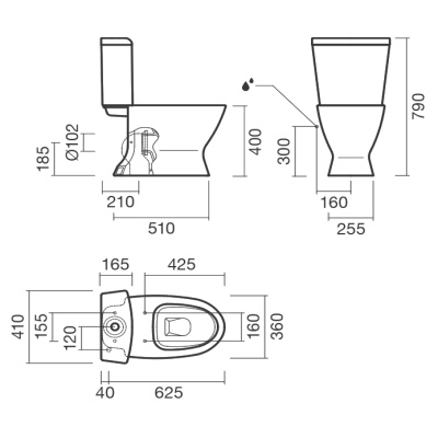 Унитаз-компакт Sanitana Kapa S10078523300000+S10078866600000+TN80001962600000 с бачком и сиденьем Микролифт