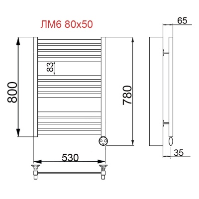 Электрический полотенцесушитель Ника Modern ЛМ 6 80x50 масляный Antique silver matt 12 перекладин