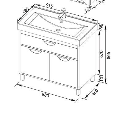 Тумба под раковину Aquanet Гретта 80 233580 Белая