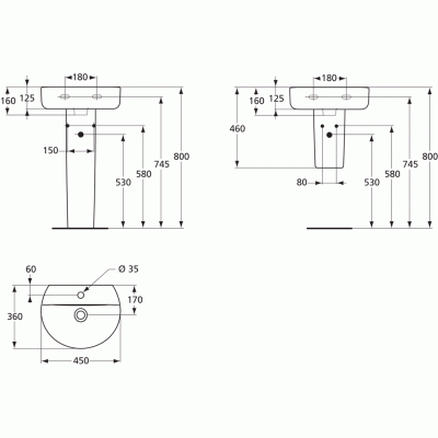 Раковина Ideal Standard Connect 45 E805701 Белая
