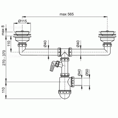 Сифон для кухонной мойки Alcaplast A453P Белый