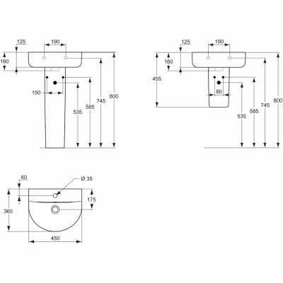 Раковина Ideal Standard Connect 45 E796801 Белая