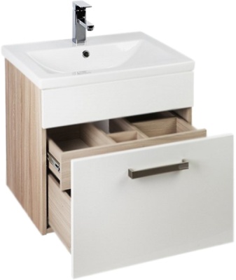 Тумба с раковиной Iddis Mirro 50 подвесная Белая Светлое дерево