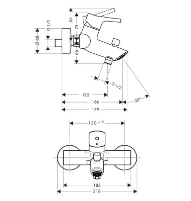 Смеситель для ванны Hansgrohe Talis S 72400000 Хром