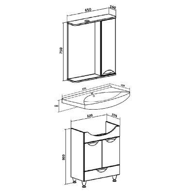 Мебель для ванной Runo Барселона 65 Белая