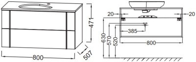 Тумба под раковину Jacob Delafon Nouvelle Vague 80 EB3039-NR2 подвесная Коричневая кожа