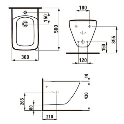 Биде Laufen Palace New 8.3070.1 подвесное без крышки