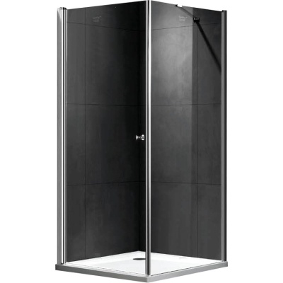 Душевой уголок Gemy New Rockcoco 100х190 квадратный одна распашная дверца профиль Хром стекло прозрачное