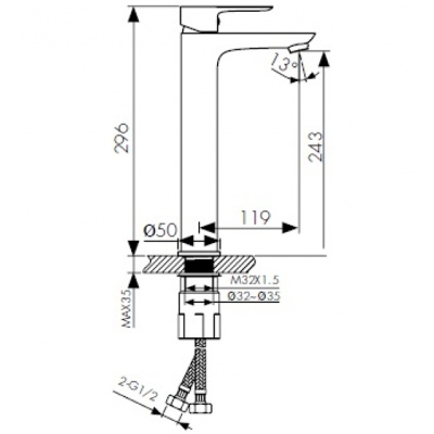 Смеситель для раковины Kaiser Cezar 05111 Хром