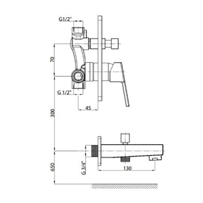 Смеситель для ванны GPD Ritmo MAB85 Хром