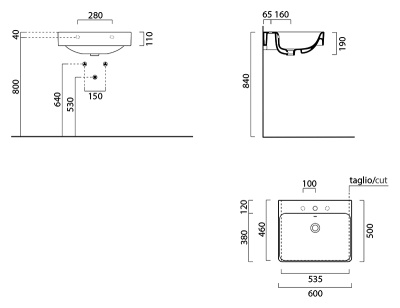 Раковина GSI Sand 60 9031111 белая