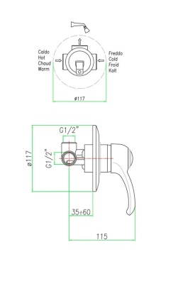 Смеситель для душа Webert Aurora AU880101060 Медь