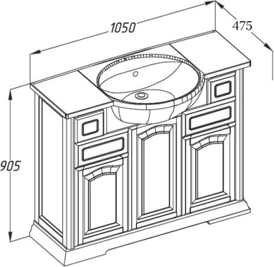 Комплект мебели для ванной Opadiris Риспекто 105 Слоновая кость со светильником Рустика Бронза