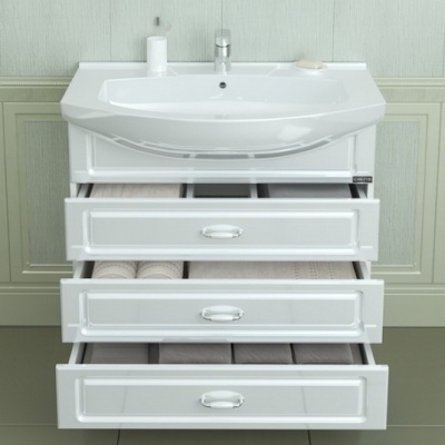 Тумба с раковиной СанТа Верона 85 3 ящика Белая