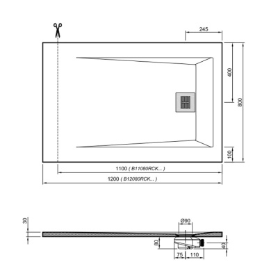 Душевой поддон из искусственного камня Sanitana Rocks 120x80 SP3014B0320100000 Белый