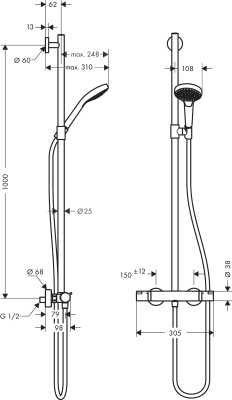 Душевая система Hansgrohe Croma Select S 27247400 Хром Белый