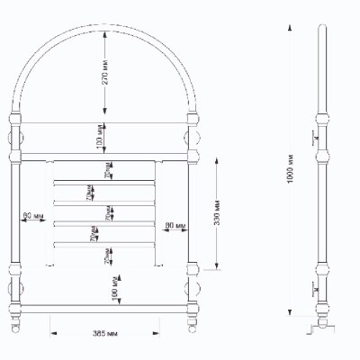 Водяной полотенцесушитель Secado Рим 60х100 Бронза