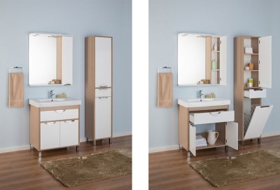 Зеркало со шкафом Aquanet Гретта 75 173986 с подсветкой R Дуб светлый