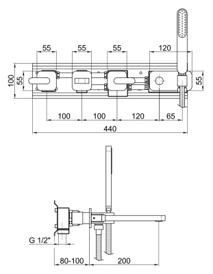Смеситель для ванны Webert Living LV720901 Хром