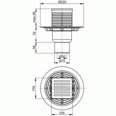 Трап для душа Alcaplast APV203 с решеткой Хром