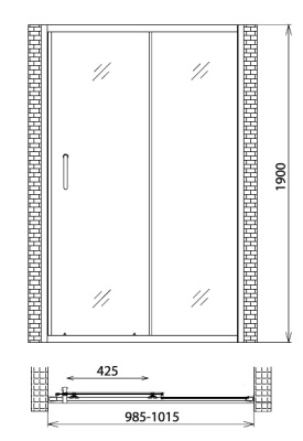 Душевая дверь Gemy Victoria S30191HM 100х190 профиль Хром стекло матовое