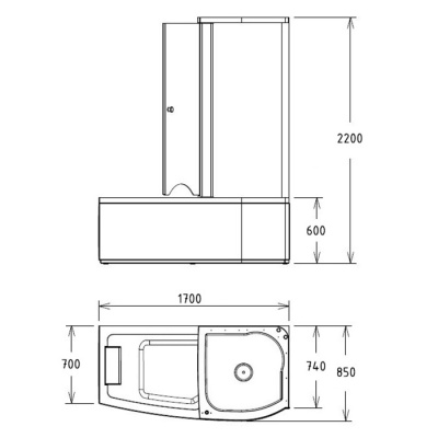 Акриловая ванна Gemy G8040 C 170x85 без гидромассажа L