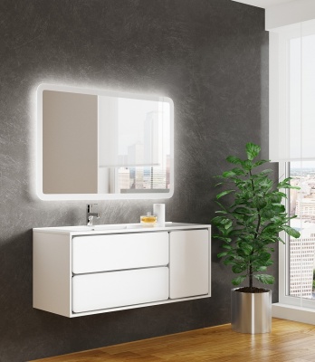 Тумба с раковиной SanVit Бруно-2 120 L kbruno2120 в цвете Ral подвесная Белый глянец