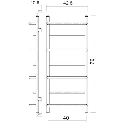 Полотенцесушитель водяной Domoterm Орфей П7 400*700 АБР Античная бронза