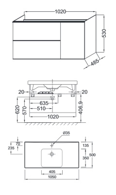 Тумба под раковину Jacob Delafon Odeon Up 100 EB891-N18 подвесная Белая