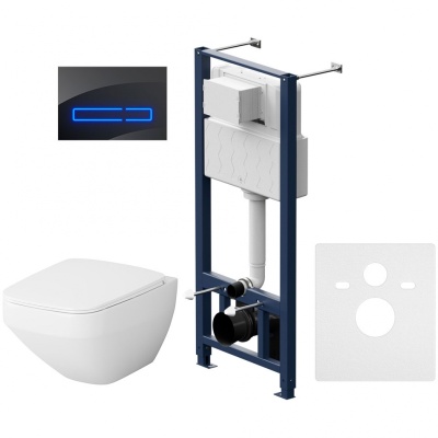 Комплект унитаза с инсталляцией AM.PM Inspire V2.0 FlashClean IS450A38.50A1700 с сиденьем Микролифт и клавишей смыва Черный