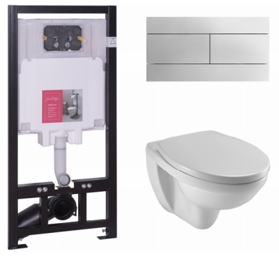 Комплект унитаза с инсталляцией Jacob Delafon Patio E21734RU-00 с сиденьем Микролифт и клавишей смыва Хром Комплект унитаза с инсталляцией Jacob Delafon Patio E21734RU-00 с сиденьем Микролифт и клавишей смыва Хром