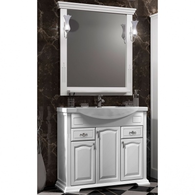 Комплект мебели для ванной Opadiris Риспекто 95 Белый матовый со светильником Рустика Хром