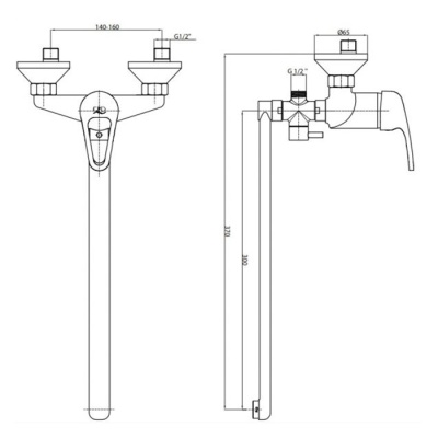 Смеситель для ванны GPD Nerida AE20-3 универсальный Хром