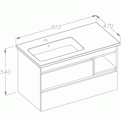 Тумба под раковину Opadiris Фортуна 90 Z0000015122 Белая глянцевая/Орегон