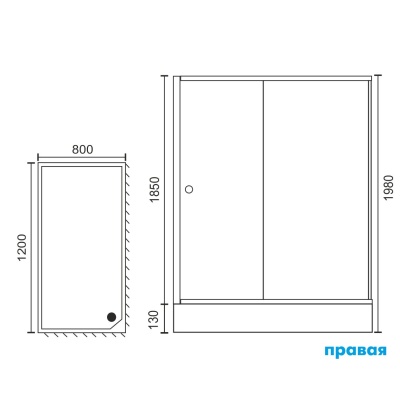 Душевой уголок Royal Bath HP 120х80 RB8120HP-T-CH-R с поддоном профиль Хром стекло прозрачное