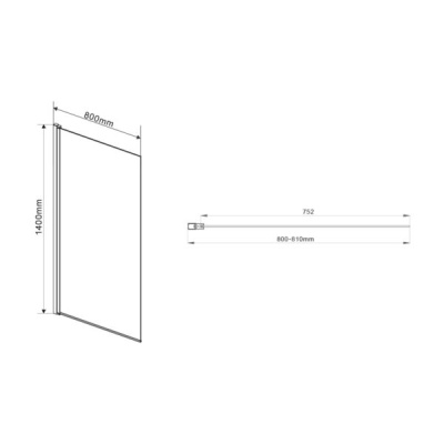 Шторка на ванну Vincea VSB-11800CLB 80x140 профиль Черный стекло прозрачное