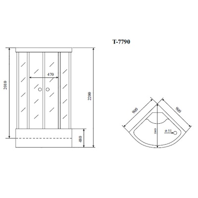 Душевая кабина Timo Lux T-7790 90x90 профиль Хром стекло прозрачное