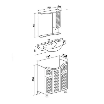 Мебель для ванной Runo Милано 75 Белая