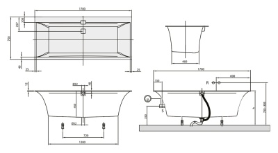 Квариловая ванна Villeroy&Boch Squaro Edge 12 170x75 UBQ170SQE2DV-01 без гидромассажа