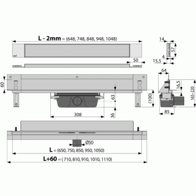 Душевой лоток Alcaplast Spa APZ5-TWIN-650 с решеткой Хром Душевой лоток Alcaplast Spa APZ5-TWIN-650 с решеткой Хром