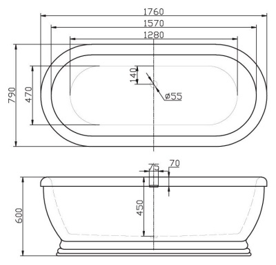 Акриловая ванна BelBagno BB03 176x79 Белая