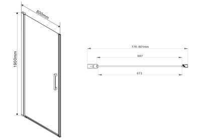 Душевая дверь Vincea Orta VPP-1O800CH-L 80x190 профиль Хром стекло шиншилла