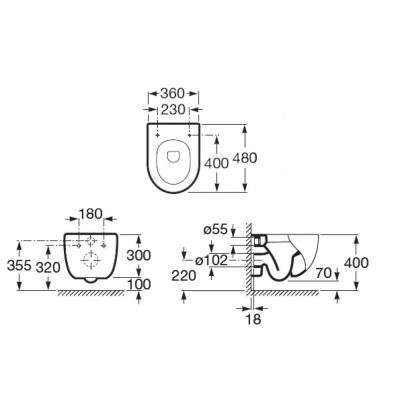 Унитаз Roca Meridian 346248000 подвесной без сиденья