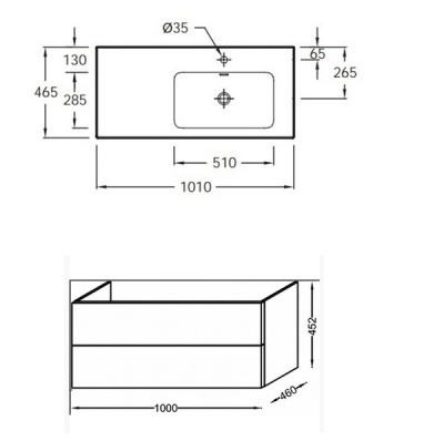 Тумба под раковину Jacob Delafon Vox 100 L EB2075-R1-N18 подвесная Белый глянец
