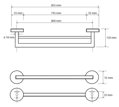 Полотенцедержатель Bemeta Omega 104204272 двойной Хром