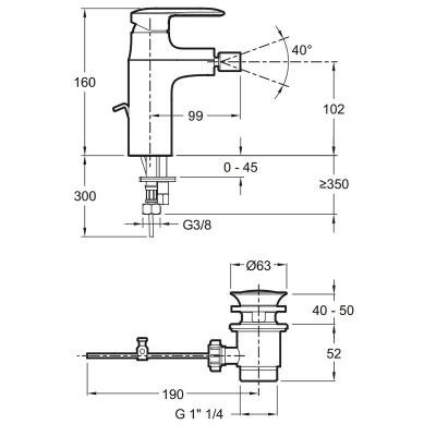 Смеситель для биде Jacob Delafon Kumin E99456-CP Хром